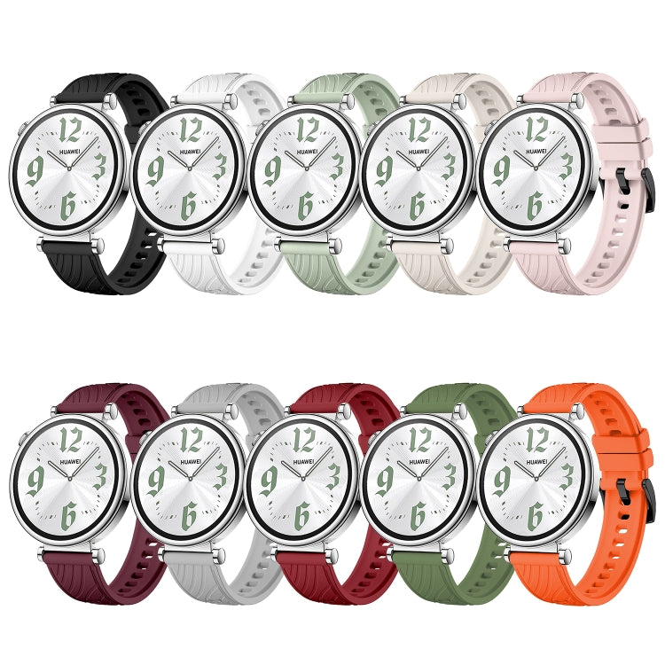 For Huawei Watch GT 4 18mm Texture Black Buckle Silicone Watch Band(White) by bashfashion