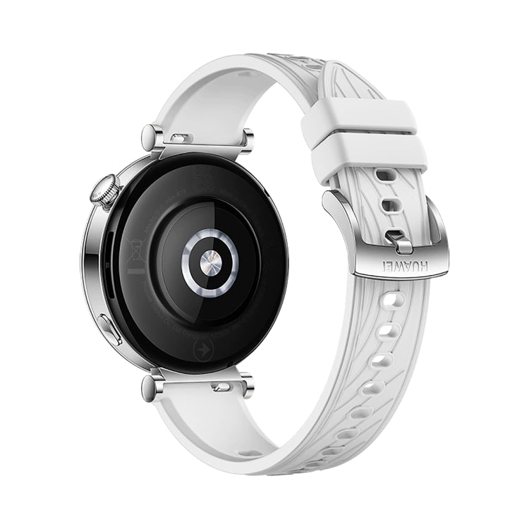 For Huawei Watch GT 4 18mm Texture Silver Buckle Silicone Watch Band(White) by bashfashion