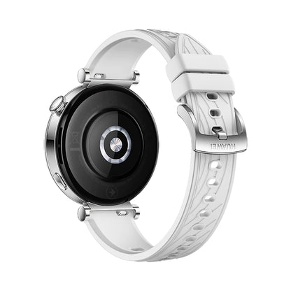For Huawei Watch GT 4 18mm Texture Silver Buckle Silicone Watch Band(White) by bashfashion