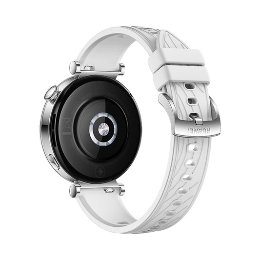 For Huawei Watch GT 4 18mm Texture Silver Buckle Silicone Watch Band(White) by bashfashion