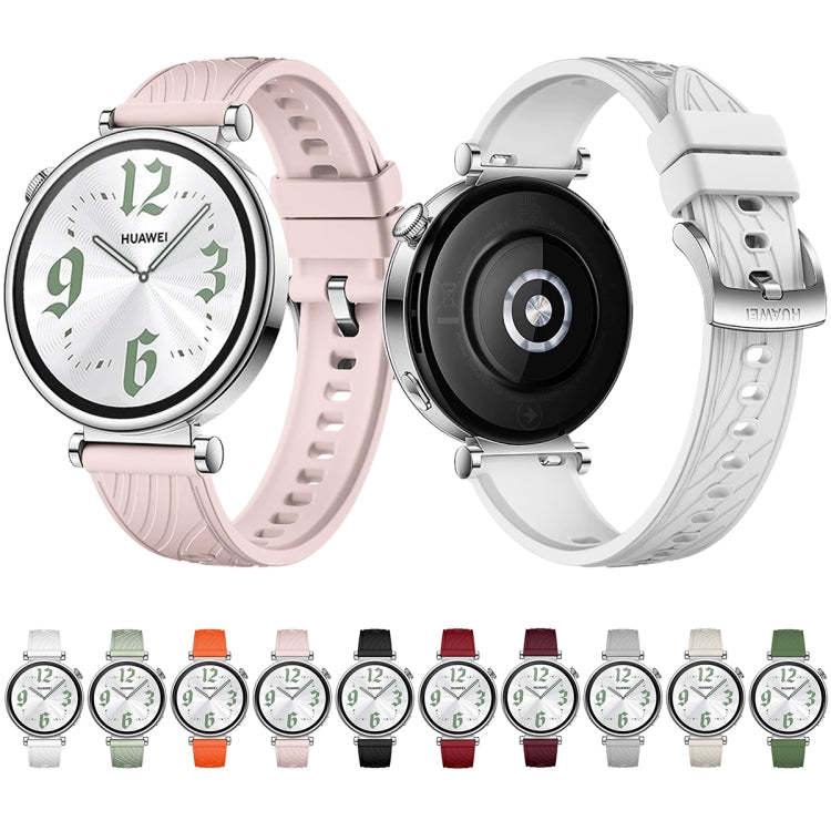 For Huawei Watch GT 4 18mm Texture Silver Buckle Silicone Watch Band(White) by bashfashion