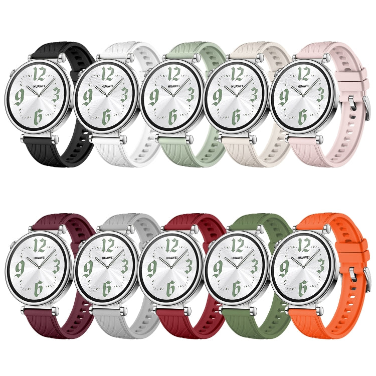 For Huawei Watch GT 4 18mm Texture Silver Buckle Silicone Watch Band(White) by bashfashion