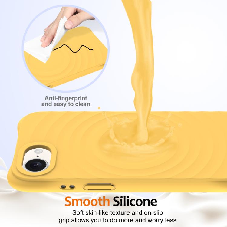 For iPhone 16e Wave Texture MagSafe Magnetic Liquid Silicone Phone Case(Yellow) by bashfashion
