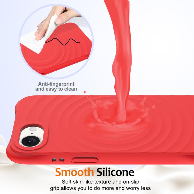 For iPhone 16e Wave Texture MagSafe Magnetic Liquid Silicone Phone Case(Red) by bashfashion