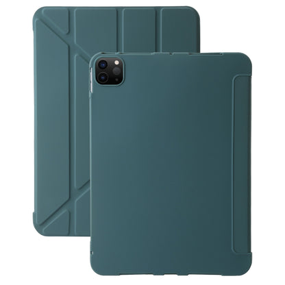 For iPad Pro 13 2025 / 2024 TPU Deformation Flip Leather Tablet Case with Holder(Dark Green) by bashfashion