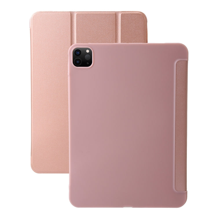 For iPad Pro 13 2025 / 2024 Three-fold Holder Flip Tablet Leather Case(Rose Gold) by bashfashion