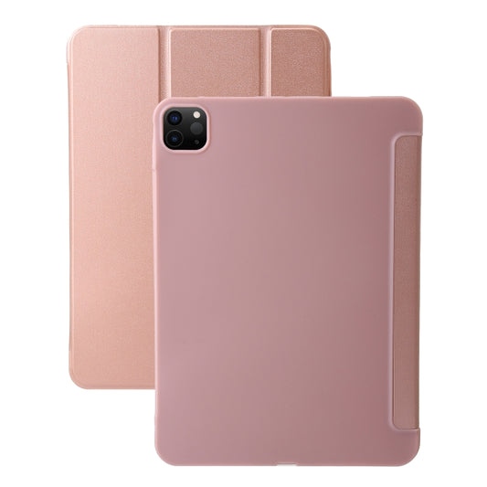 For iPad Pro 13 2025 / 2024 Three-fold Holder Flip Tablet Leather Case(Rose Gold) by bashfashion