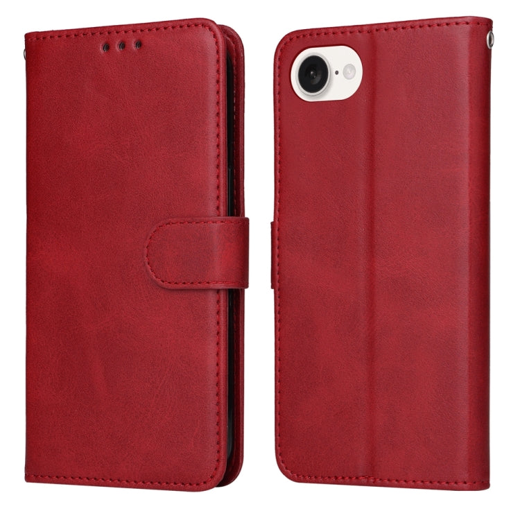 For iPhone 16e Classic Calf Texture Flip Leather Phone Case(Red) by bashfashion