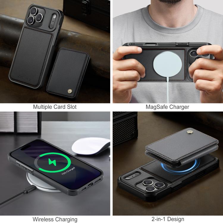 For iPhone 17 Pro Max JEEHOOD J05 Business Magnetic Style RFID Leather Phone Case(Black) by JEEHOOD