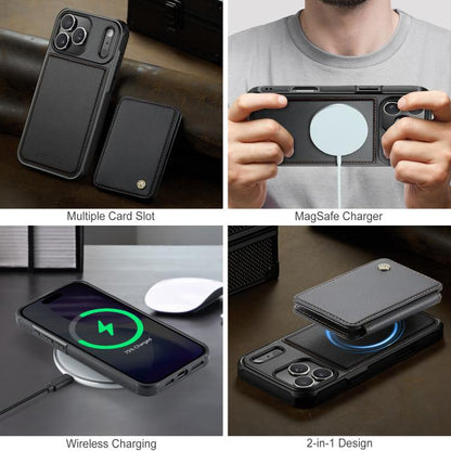 For iPhone 17 Pro Max JEEHOOD J05 Business Magnetic Style RFID Leather Phone Case(Black) by JEEHOOD