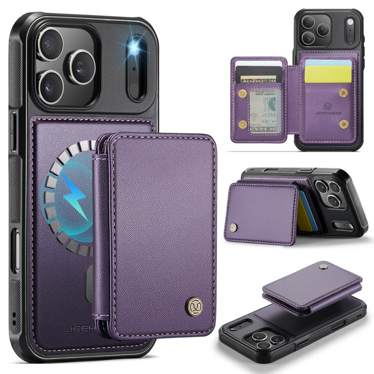For iPhone 17 Pro Max JEEHOOD J05 Business Magnetic Style RFID Leather Phone Case(Purple) by JEEHOOD