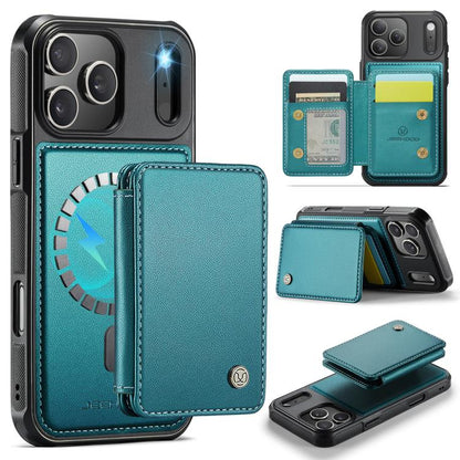 For iPhone 17 Pro Max JEEHOOD J05 Business Magnetic Style RFID Leather Phone Case(Blue Green) by JEEHOOD