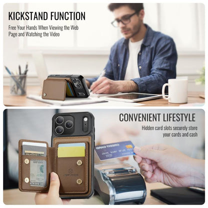 For iPhone 17 Pro Max JEEHOOD J05 Business Magnetic Style RFID Leather Phone Case(Brown) by JEEHOOD