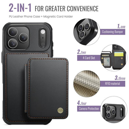 For iPhone 17 Pro JEEHOOD J05 Business Magnetic Style RFID Leather Phone Case(Black) by JEEHOOD