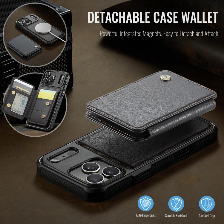 For iPhone 17 Pro JEEHOOD J05 Business Magnetic Style RFID Leather Phone Case(Black) by JEEHOOD