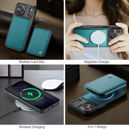 For iPhone 17 Pro JEEHOOD J05 Business Magnetic Style RFID Leather Phone Case(Blue Green) by JEEHOOD