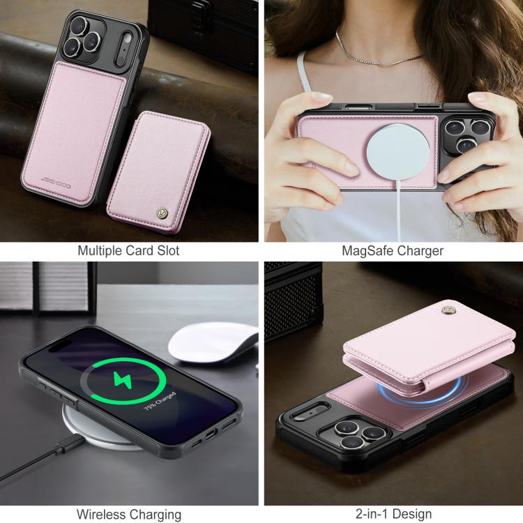 For iPhone 17 Pro JEEHOOD J05 Business Magnetic Style RFID Leather Phone Case(Pink) by JEEHOOD