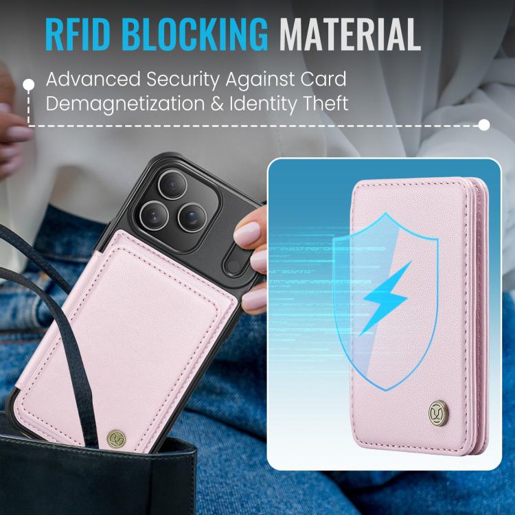 For iPhone 17 Pro JEEHOOD J05 Business Magnetic Style RFID Leather Phone Case(Pink) by JEEHOOD