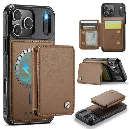 For iPhone 17 Pro JEEHOOD J05 Business Magnetic Style RFID Leather Phone Case(Brown) by JEEHOOD