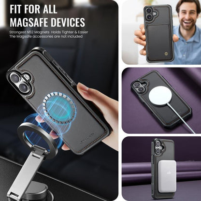 For iPhone 17 JEEHOOD J05 Business Magnetic Style RFID Leather Phone Case(Black) by JEEHOOD