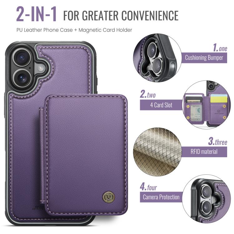 For iPhone 17 JEEHOOD J05 Business Magnetic Style RFID Leather Phone Case(Purple) by JEEHOOD