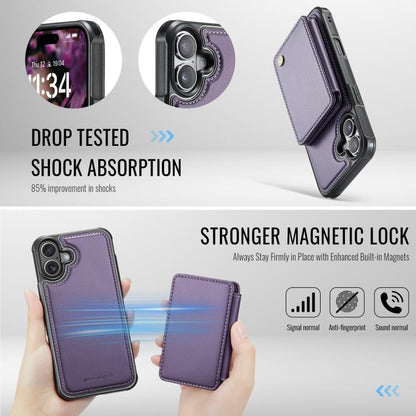 For iPhone 17 JEEHOOD J05 Business Magnetic Style RFID Leather Phone Case(Purple) by JEEHOOD