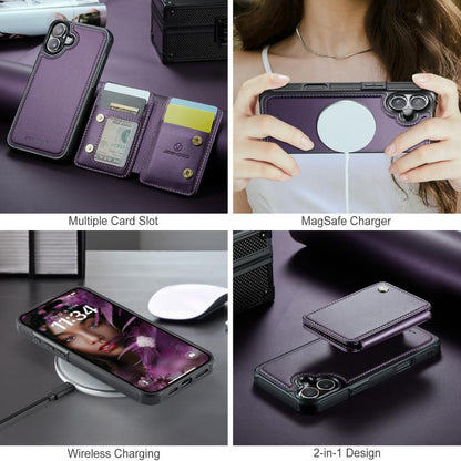 For iPhone 17 JEEHOOD J05 Business Magnetic Style RFID Leather Phone Case(Purple) by JEEHOOD