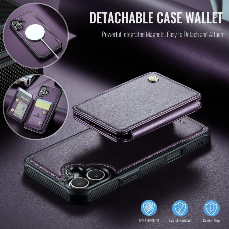 For iPhone 17 JEEHOOD J05 Business Magnetic Style RFID Leather Phone Case(Purple) by JEEHOOD