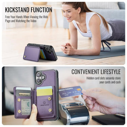 For iPhone 17 JEEHOOD J05 Business Magnetic Style RFID Leather Phone Case(Purple) by JEEHOOD