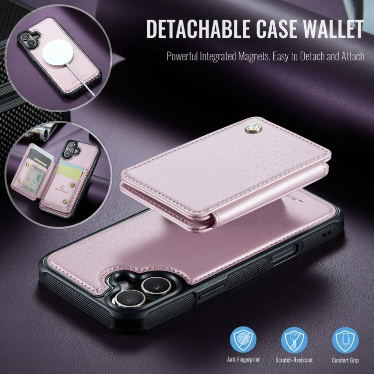 For iPhone 17 JEEHOOD J05 Business Magnetic Style RFID Leather Phone Case(Pink) by JEEHOOD