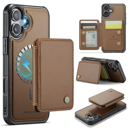 For iPhone 17 JEEHOOD J05 Business Magnetic Style RFID Leather Phone Case(Brown) by JEEHOOD