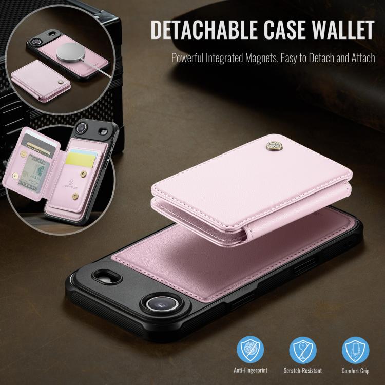 For iPhone Air JEEHOOD J05 Business Magnetic Style RFID Leather Phone Case(Pink) by JEEHOOD