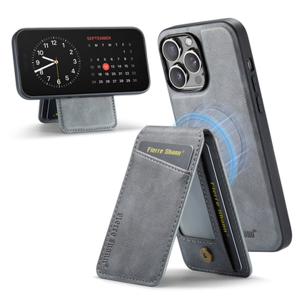 For iPhone 12 Pro Max Fierre Shann Cowhide Vertical Flip Magnetic Card Holder Phone Case(Blue) by FIERRE SHANN