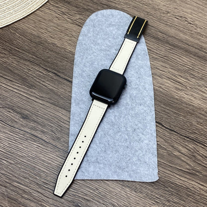 For Apple Watch Series 3 38mm Trapezoid Fold Magnetic Buckle Silicone PU Watch Band(Beige Gold) by bashfashion