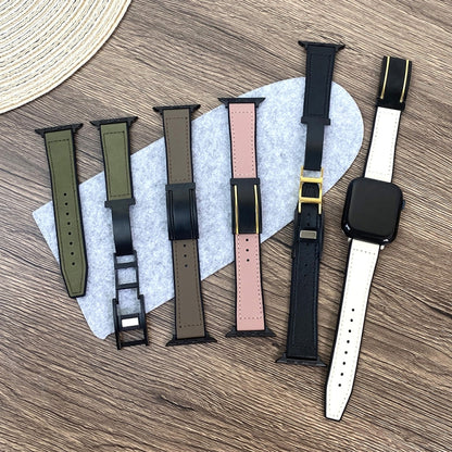 For Apple Watch 38mm Trapezoid Fold Magnetic Buckle Silicone PU Watch Band(Brown) by bashfashion