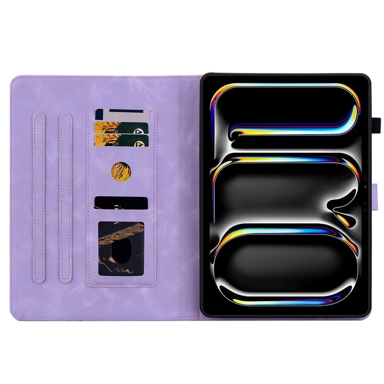 For iPad Pro 11 2025 / 2024 Lily Embossed Leather Smart Tablet Case(Purple) by bashfashion