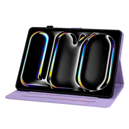 For iPad Pro 11 2025 / 2024 Lily Embossed Leather Smart Tablet Case(Purple) by bashfashion