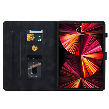 For iPad Pro 11 2022 / Air 10.9 2022 Lily Embossed Leather Smart Tablet Case(Black) by bashfashion