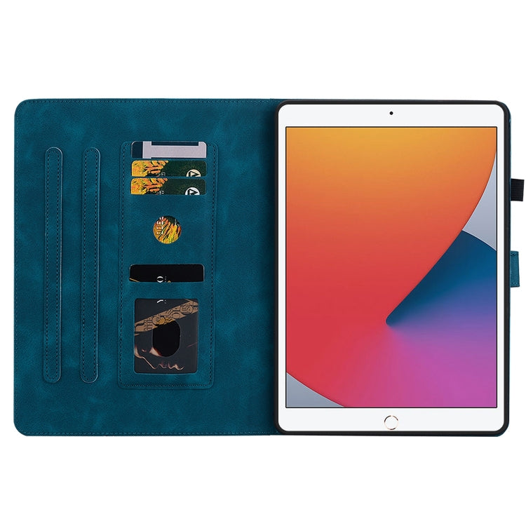 For iPad 10.2 2021 / Air 10.5 Lily Embossed Leather Smart Tablet Case(Dark Blue) by bashfashion