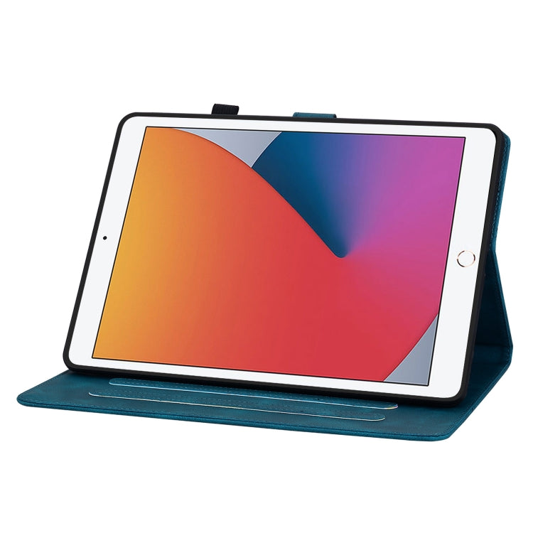 For iPad 10.2 2021 / Air 10.5 Lily Embossed Leather Smart Tablet Case(Dark Blue) by bashfashion
