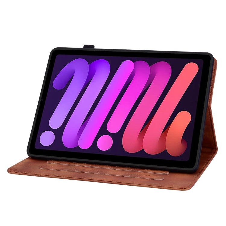 For iPad mini 6 / mini 2024 Lily Embossed Leather Smart Tablet Case(Brown) by bashfashion
