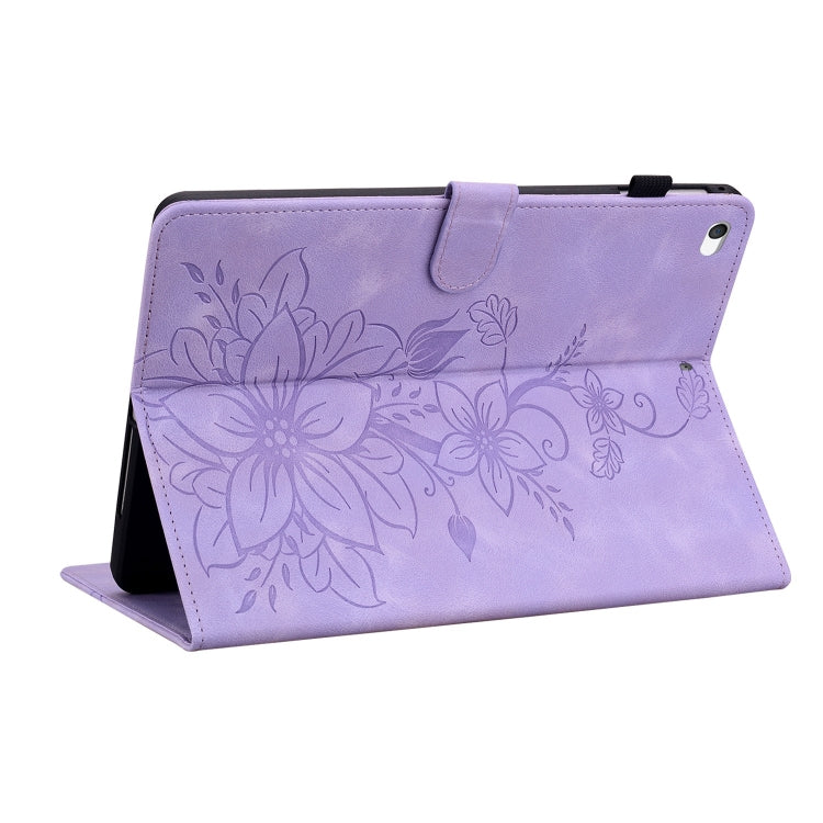 For iPad mini 5 / 4 / 3 / 2 / 1 Lily Embossed Leather Smart Tablet Case(Purple) by bashfashion