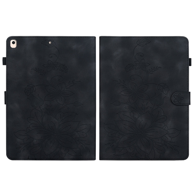 For iPad Air / Air 2 / 9.7 2017 / 2018 Lily Embossed Leather Smart Tablet Case(Black) by bashfashion