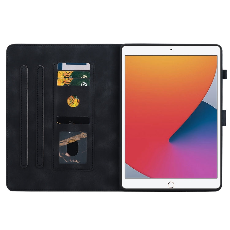 For iPad Air / Air 2 / 9.7 2017 / 2018 Lily Embossed Leather Smart Tablet Case(Black) by bashfashion