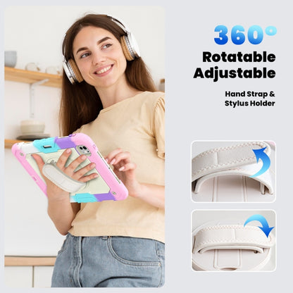 For iPad Pro 11 2025 / 2024 Lucky Wheel Grip Silicone Hybrid PC Tablet Case with Shoulder Strap(Rainbow Pink) by bashfashion