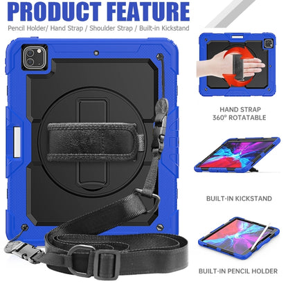 For iPad Pro 13 2025 / 2024 Lucky Wheel Grip Silicone Hybrid PC Tablet Case with Shoulder Strap(Black+Dark Blue) by bashfashion