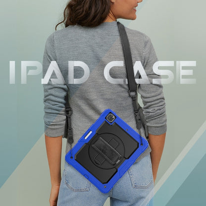 For iPad Pro 13 2025 / 2024 Lucky Wheel Grip Silicone Hybrid PC Tablet Case with Shoulder Strap(Black+Dark Blue) by bashfashion