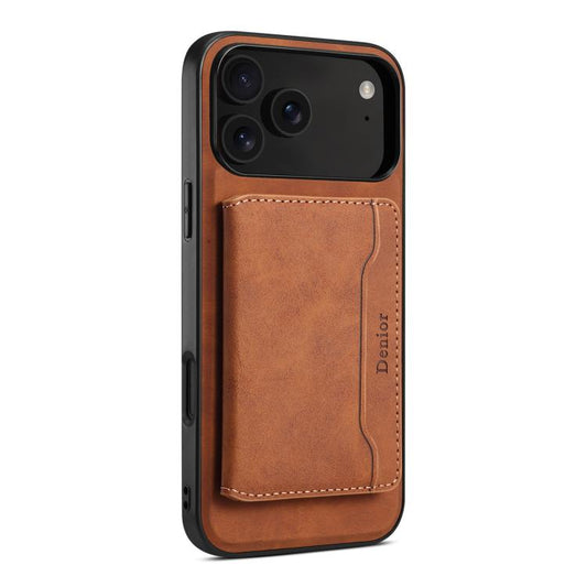 For iPhone 17 Pro Max Denior D13 Retro Texture Leather MagSafe Card Bag Phone Case(Brown) by Denior