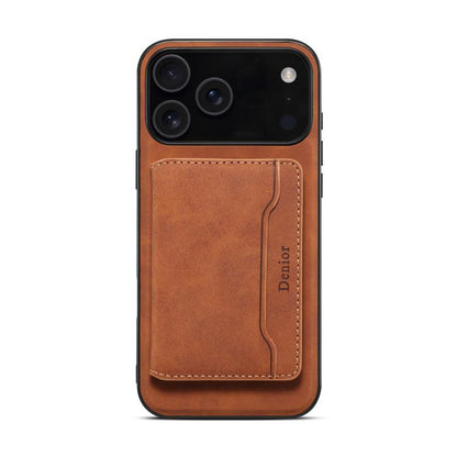 For iPhone 17 Pro Max Denior D13 Retro Texture Leather MagSafe Card Bag Phone Case(Brown) by Denior