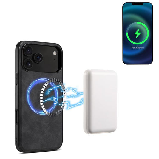 For iPhone 17 Pro Denior D13 Retro Texture Leather MagSafe Card Bag Phone Case(Black) by Denior